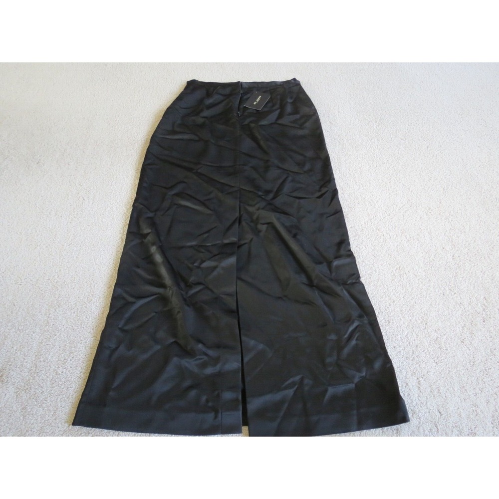NWT St John Evening Marie Gray Black Satin Skirt Size 12